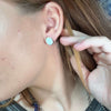 Oval Opal Post Stud Genuine Earring.