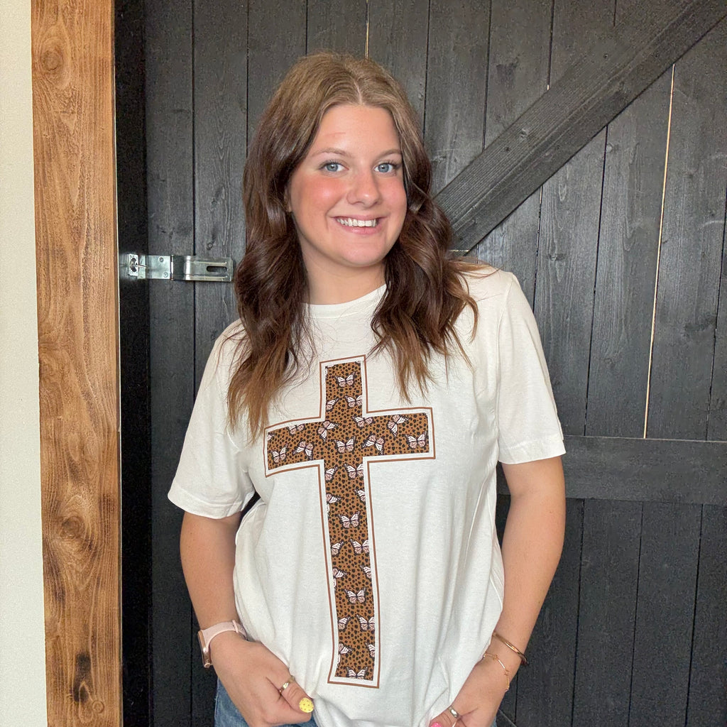 Cross & Butterflies White T-shirt