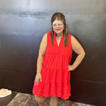 Red Sleeveless Flowy Dress Plus Size Only