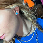 Big Green Opal Square Stud Sterling Silver Earring