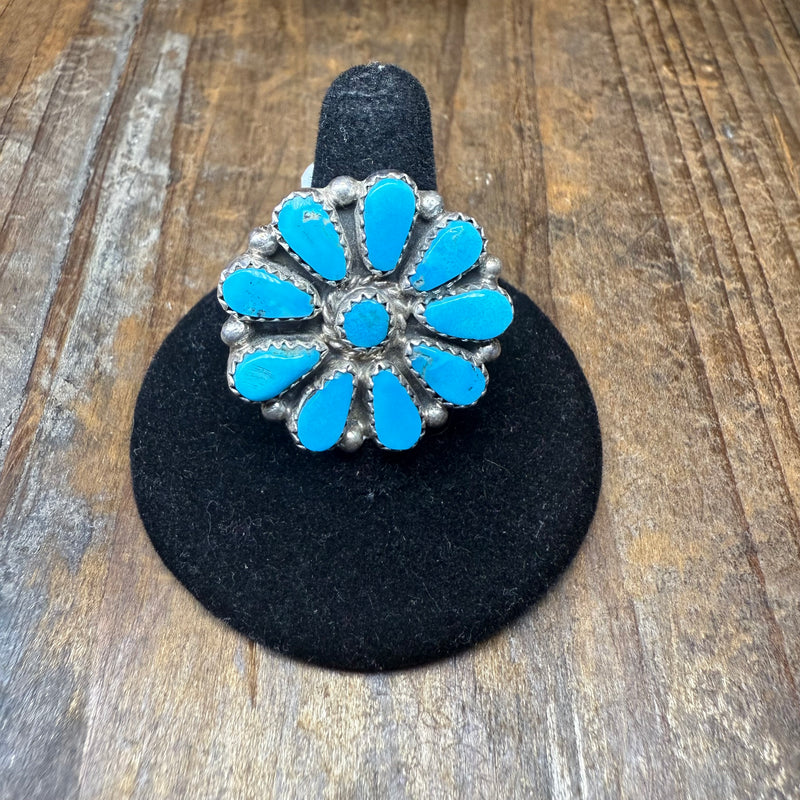Turquoise Cluster Sterling Silver Ring