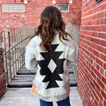 Taupe Grey Aztec Knit Shacket