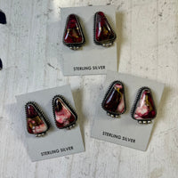 Dahlia Rose Triangle W/ Ball Detail Post Genuine Sterling Silver Earring
