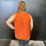 Rust V Neck Sleeveless Top