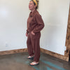 Chestnut Brown Super Soft Half Zip Crop Sweat Shirt