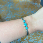 3 Stone Turquoise with Detail Cuff Genuine Bracelet