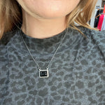 Dainty Black Onyx Square Genuine Necklace