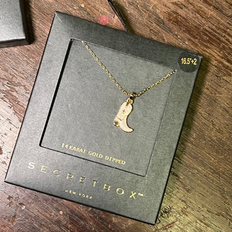 Dainty White Boot Gold Fashion Necklace