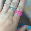 Hot Pink Opal 4 Row Inlay Genuine Ring