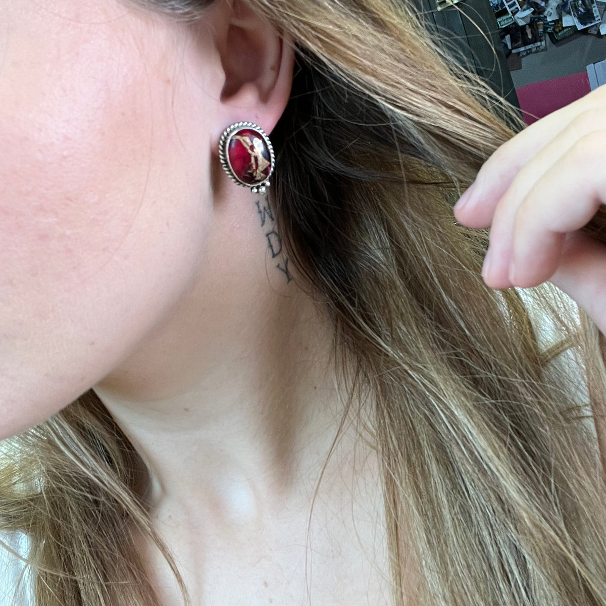 Dahlia Rose Oval W/ Ball Detail Post Genuine Sterling Silver Earring