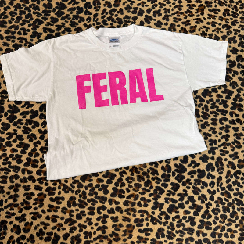 Feral White Youth Crew Neck T-shirt