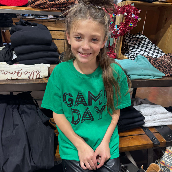 Youth Large Green Game Day Youth Crew Neck T-shirt