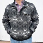 Black Aztec Bomber  Pullover with Kanga Pocket