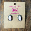 Pink Conch Post Oval Stud with Fancy Detail Sterling Silver Earring