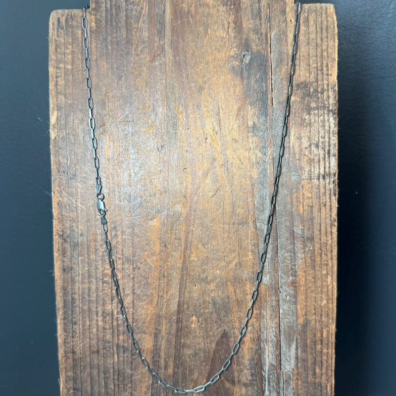 24 inch Dark Little Link Chain Sterling Silver Necklace