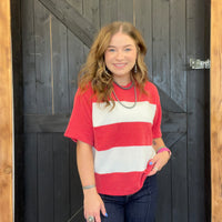 red and white striped shirt 