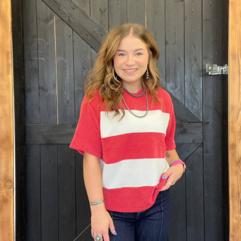 red and white striped shirt 