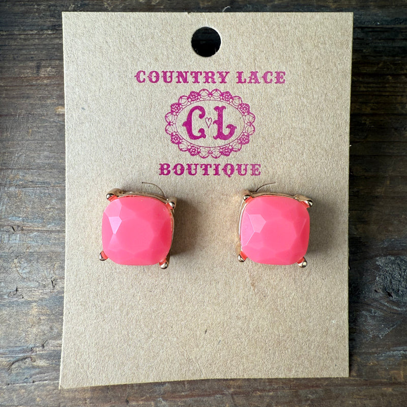 Pink Gold Post Stud Fashion Earring