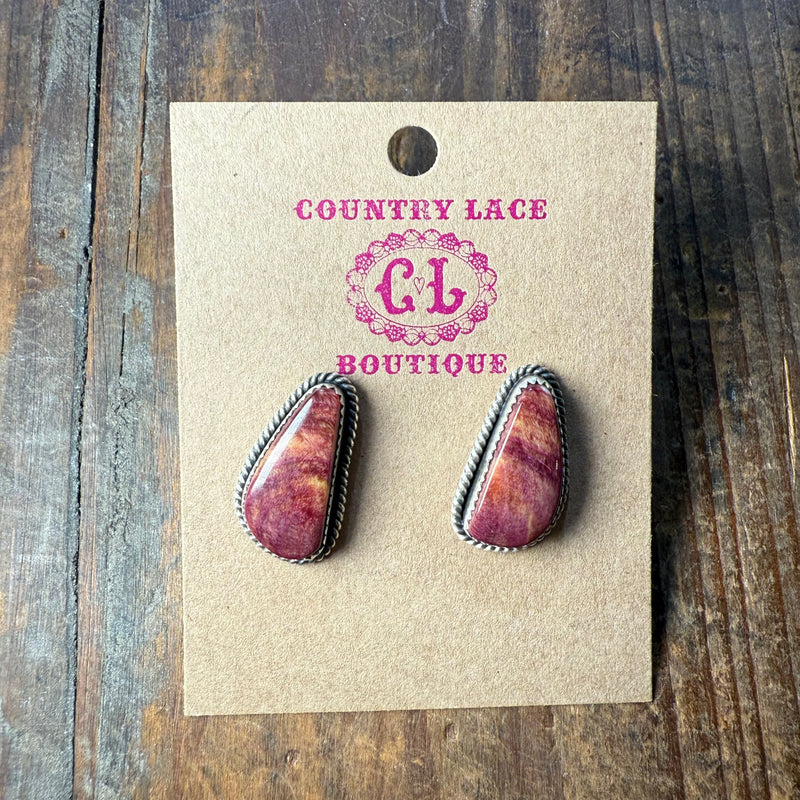 Unique Purple Spiny with Rope Detail Post Sterling Silver Earring