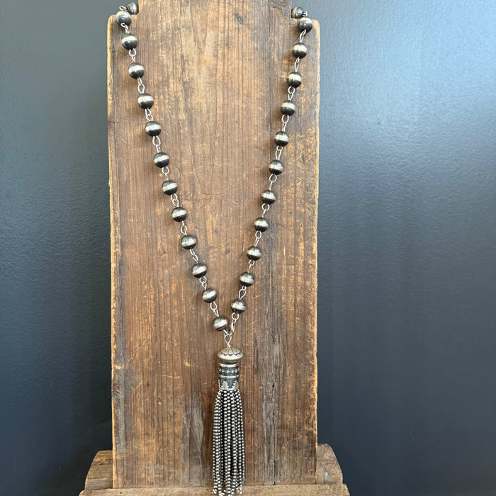 30 inch 14mm Tassel Huge Sterling Silver Necklace