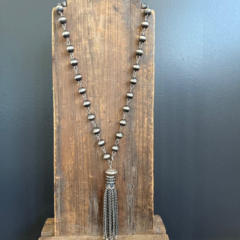 30 inch 14mm Tassel Huge Sterling Silver Necklace