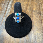 3 Stone Blue Opal Vertical Sterling Silver Sterling Silver Ring