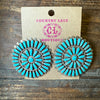 Authentic Round Cluster 41 Stone Kingman Turquoise Sterling Silver Earring