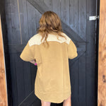 Garment Washed Embroidered Wester Shirt Dress