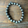10mm Navajo Pearl Stretchy Sterling Silver Bracelet
