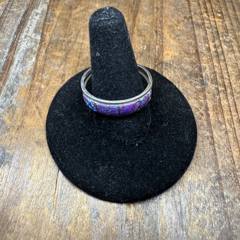 Inlay Purple Spiny Sterling Silver Ring size 10.5