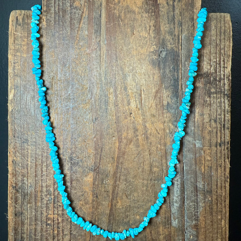 20 inch Sterling Silver Authentic Blue Sleeping Beauty Turquoise Chip Necklace