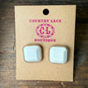 White Rounded Square Post Stud Fashion Earring