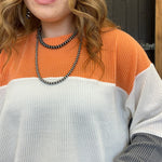 orange  color block lightweight sweater 