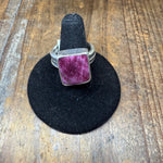 Purple Spiny Square w/ Patina Band Detail Sterling Silver Ring / 8.5