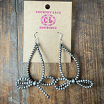 3mm Bow Navajo Pearl Dangle French Hook Sterling Silver Earring