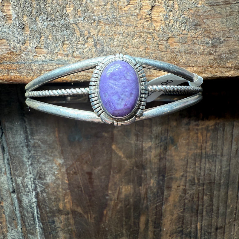 Purple Charoite Sterling Silver Cuff Bracelet