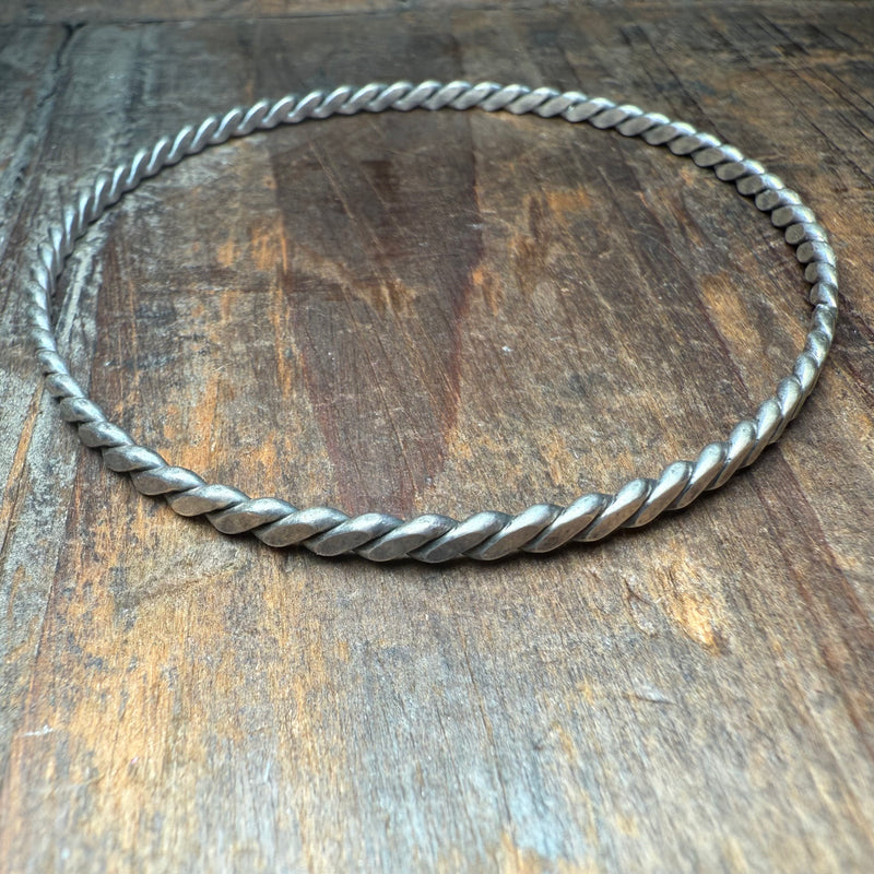 Dainty Smooth Rope Sterling Silver Bangle Bracelet