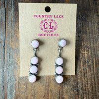 4 Stone Pink Conch Drop Sterling Silver Earring