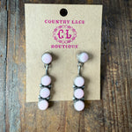 4 Stone Pink Conch Drop Sterling Silver Earring