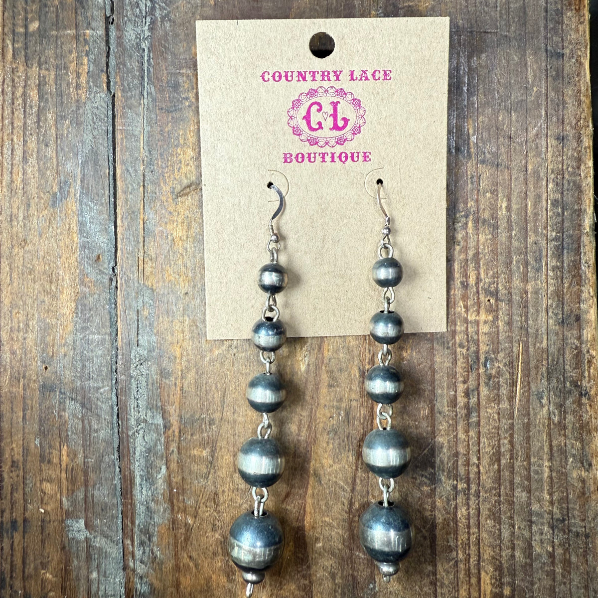 Contemporary Graduated  Navajo Pearl Sterling Silver Earring