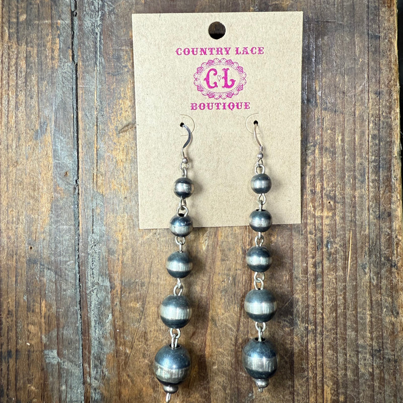 Contemporary Graduated  Navajo Pearl Sterling Silver Earring