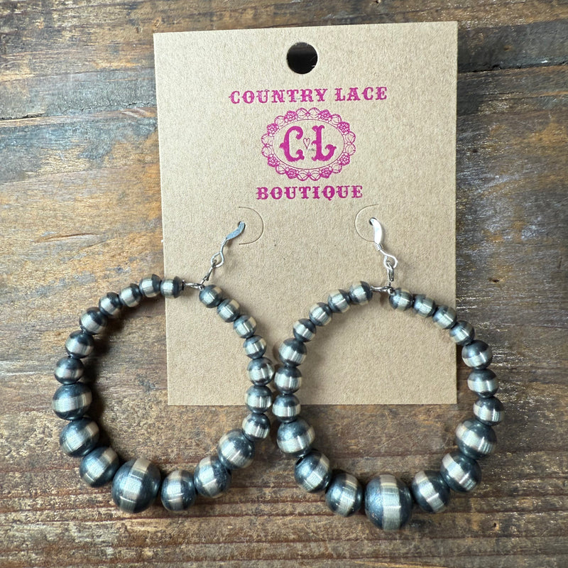 Graduated Round Navajo Pearl Sterling Silver Earring