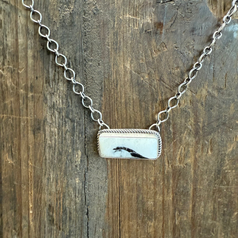 White Buffalo Bar Sterling Silver Necklace