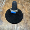 Oval Blue Lapis with Patina Band Sterling Silver Ring
