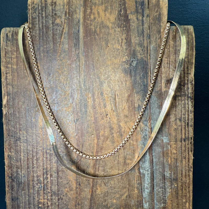 2 Strand Snake and Chain Gold Fashion Necklace