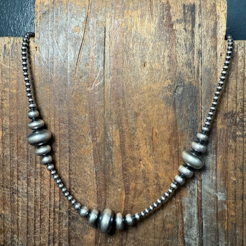 16 inch 3-14mm Rondelle Navajo Pearl Sterling Silver Necklace