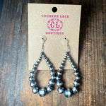 Graduated Teardrop Navajo Pearl Sterling Silver Earring