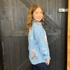 Western Motif Embroidered Tencel Long Sleeve Button Top