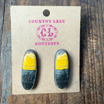 Bumble Bee Oval with Rope Detail Post Sterling Silver Earring