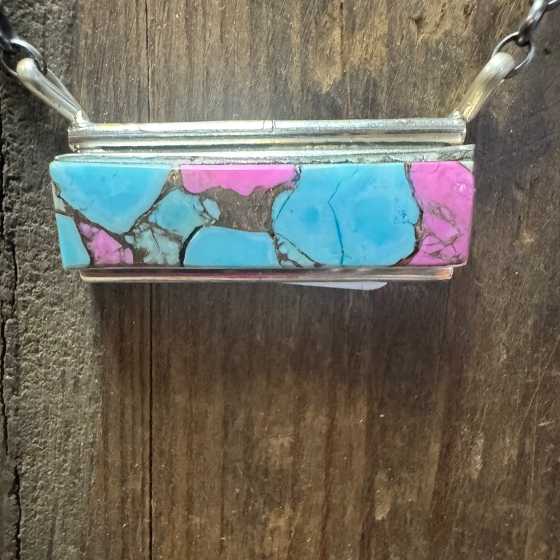 Cotton Candy Bar Sterling Silver Necklace